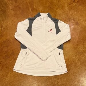 Antigua White and Gray Women's Top Alabama logo